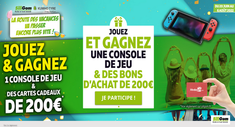 Grand Jeu SiliGom Spécial Route des Vacances 1 Nintendo Switch et des Cartes Cadeaux de 200€ à Gagner