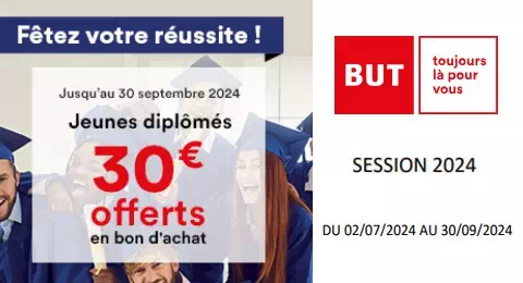 Bon Plan But : 30€ Offerts en Bon d’achat aux Bacheliers et Nouveaux Diplômés Session 2024
