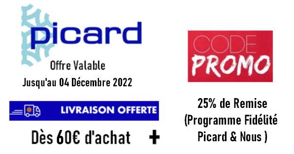 Code Promo Picard La Livraison Offerte dès 60€ d’Achat +  Promo 25% de Remise