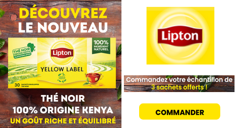 Échantillons Gratuits Thé Noir Yellow Label de Lipton