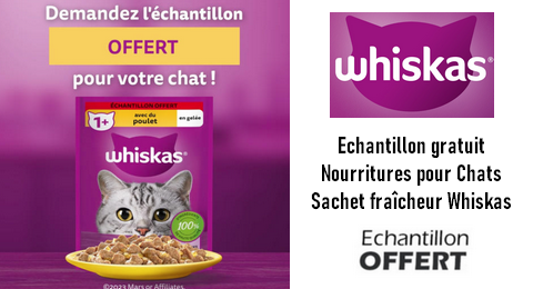 Échantillon Gratuit Nourritures pour Chats Sachet fraîcheur Whiskas