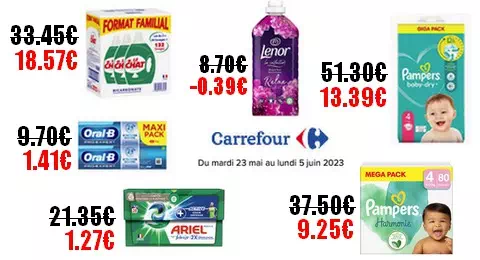 Carrefour : Promotions et optimisations (Du 23 Mai 2023 au 05 Juin 2023)