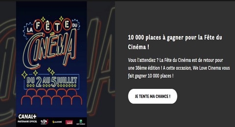Jeu We Love Cinéma by BNP Parisbas 10.000 Places de ciné à Gagner