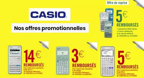 Casio Offre de remboursement : Jusqu’à 14€ Remboursés sur les Calculatrices Casio