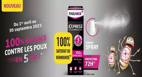 Offre de Remboursement PARANIX : Spray anti-poux PARANIX Satisfait ou 100% Remboursé