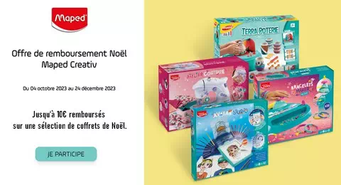 Offre de Remboursement Maped Noël 2023 : Jusqu’à 10€ remboursés sur une sélection de jouets Noël Maped Creativ