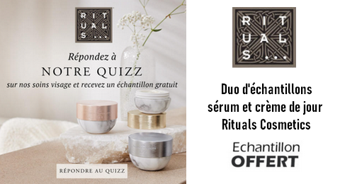 Échantillons Gratuits  : Duo d’échantillons sérum et crème de jour Rituals Cosmetics