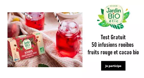 Jardin BiO étic Test Gratuit : Infusions Rooibos Fruits Rouge et Cacao Bio