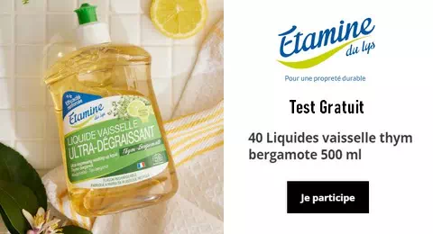 Etamine du lys Test Gratuit : Liquides vaisselle thym bergamote