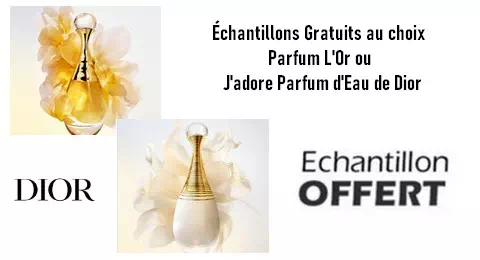 Échantillons Gratuits au choix Parfum L’Or ou J’adore Parfum d’Eau de Dior