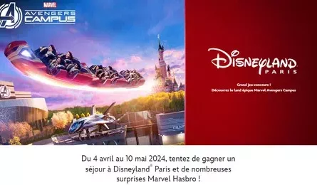 Concours Disney Marvel 1 séjour pour 4 personnes à Disneyland Paris et des produits HASBRO AVENGERS à Gagner