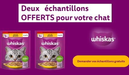Échantillons Gratuits Nourritures pour Chats 2 Sachets Fraîcheur Whiskas Offerts