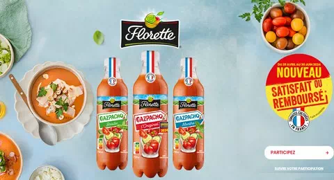 Florette Offre Satisfait ou Remboursé pour l’achat d’un Gazpacho de la marque Florette