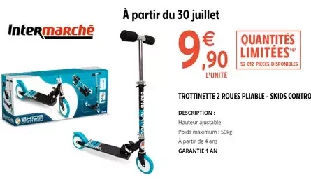 Intermarché L'offre à ne pas Rater Trottinette 2 Roues Pliable SKIDS CONTROL à 9.90€