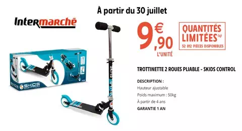 Intermarché L'offre à ne pas Rater Trottinette 2 Roues Pliable SKIDS CONTROL à 9.90€