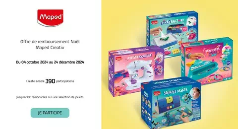 Offre de Remboursement Maped Noël 2024 : Jusqu’à 10€ remboursés sur une sélection de jouets Noël Maped Creativ