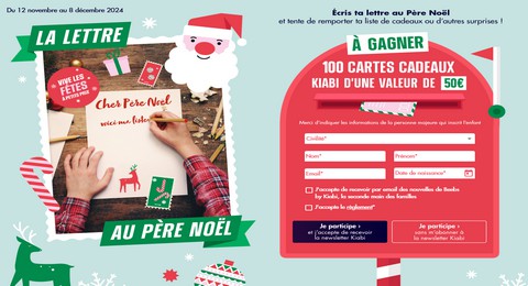 Concours Kiabi La lettre au père Noël 102 Lots à Gagner