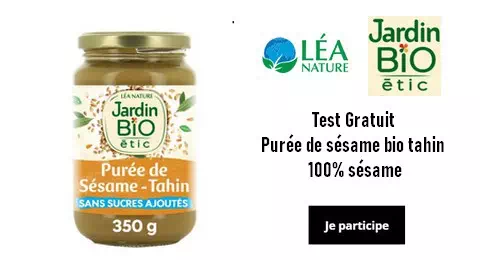 Test Gratuit Le Club Lea Nature : Purée de Sésame-tahin Jardin BiO étic