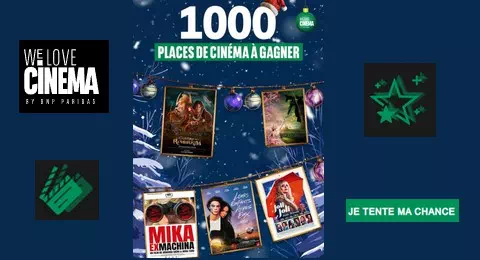 Jeu We Love Cinéma by BNP Parisbas 1000 Places de Cinéma à Gagner