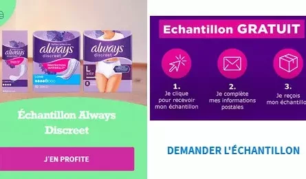 Échantillons Gratuits Always Discreet