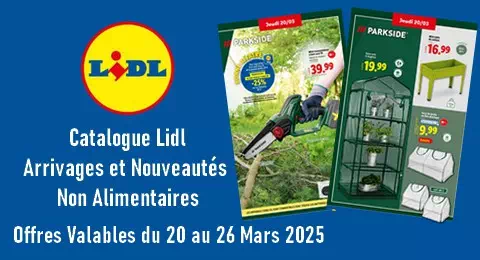 Catalogue Lidl Valable du 20 au 26 Mars 2025 Arrivages et Nouveautés non alimentaires