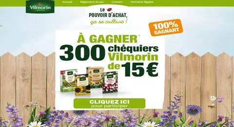 Vilmorin le Pouvoir d'achat ça se Cultive 300 chéquier Vilmorin de 15€ à Gagner