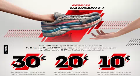 Sport 2000 : Reprise de vos Anciennes Baskets = Jusqu’à 30€ de Réduction sur une Nouvelle Paire