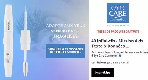 Test Gratuit Eye Care cosmetics : 40 Infini-cils Eye Care cosmetics