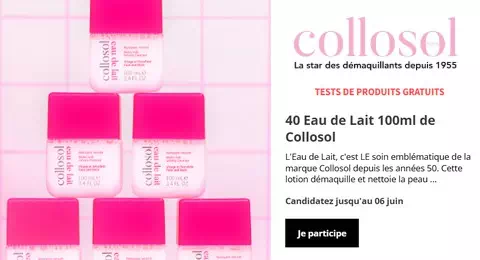 Test Gratuit Collosol : 40 Eau de Lait de Collosol à Tester