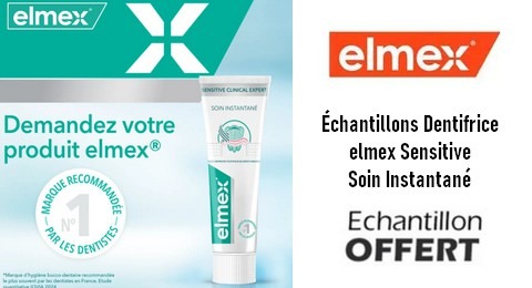Échantillons Gratuits : Échantillons Dentifrice elmex Sensitive Soin Instantané