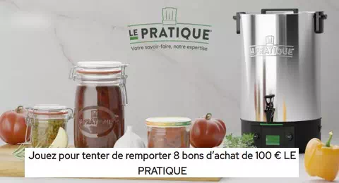 Concours Cuisine Actuelle : 8 bons d’achat de 100 € LE PRATIQUE à Gagner