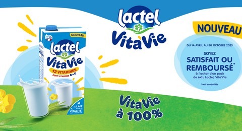 Offre de Remboursement Lactel : Votre Pack Lactel Vita’Vie Satisfait ou 100% Remboursé en Bons de Réduction