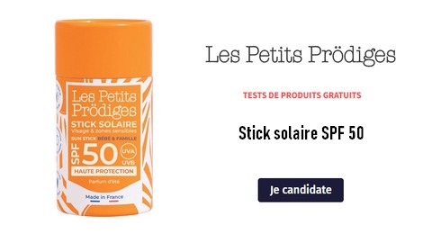 Tester des Produits Tests Gratuits : Stick Solaire SPF 50 Les Petits Prodiges
