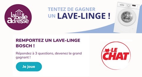 Concours La Belle Adresse – Le Chat 1 Lave-linge Bosch 7 KG à Gagner