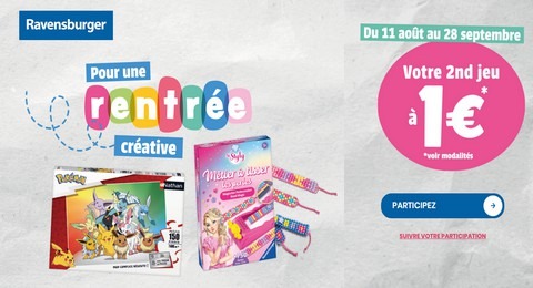 Ravensburger Offre de Remboursement Rentrée 2025 : Votre Second Jeu ou Puzzle à 1€