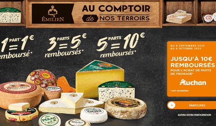 Emilien Offre de Remboursement : Votre Fromage jusqu'à 10€ Remboursé Chez Auchan