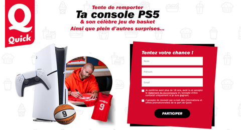 Jeu Concours Quick – Tony Parker Dunk  Des Consoles Playstation 5 des Maillots et Ballons de Basket à Gagner