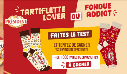 Grand Jeu Réchauffez vos Soirées Président 1000 Paires de Chaussettes Président à Gagner