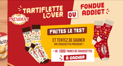 Grand Jeu Réchauffez vos Soirées Président 1000 Paires de Chaussettes Président à Gagner
