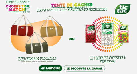 Concours Tic Tac Choisis Ton Match en Musique 340 Lots à Gagner
