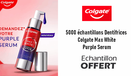 Échantillons Gratuits 5000 échantillons Dentifrice Colgate Max White Purple Serum