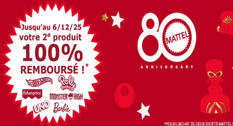 Offre Mattel Noël 2025 : Votre 2ème Jouets Mattel 100% Remboursé