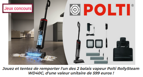 Concours Voici – Polti 2 Balais Vapeur Polti RollySteam WD40C à Gagner