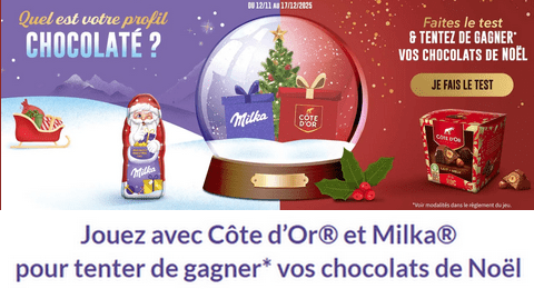Concours Ma Vie en Couleurs Côte d’Or et Milka Vos Chocolats de Noël à Gagner