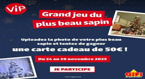 Concours GIFI Le Plus Beau Sapin 10 cartes cadeaux de 50 € à Gagner