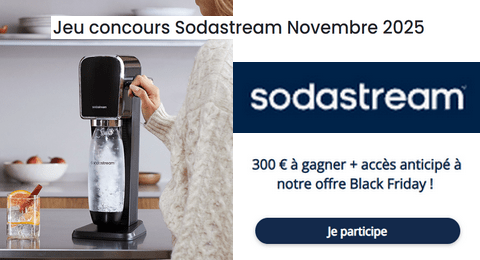 Jeu Concours Sodastream 300€ en Bon d’achat à Gagner