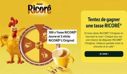 Grand Jeu Ricoré Tournez la Roue 300 Tasses Ricoré à Gagner