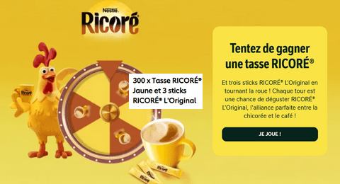 Grand Jeu Ricoré Tournez la Roue 300 Tasses Ricoré à Gagner