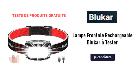 Tests Gratuits Produits Blukar : Lampe Frontale Rechargeable Blukar