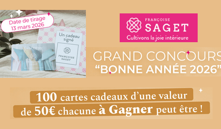 Concours Bonne Année 2026 Françoise Saget 100 Cartes Cadeaux de 100€ à Gagner